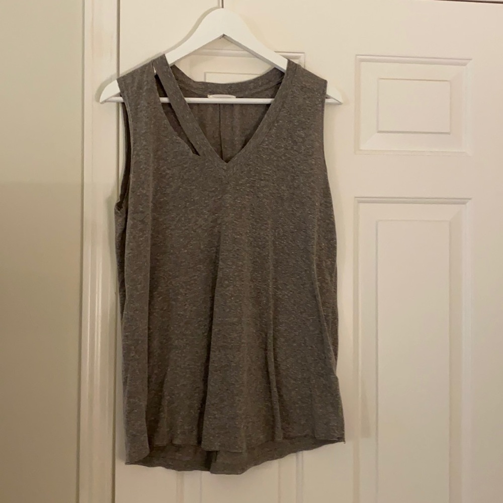 Grey tank top size large, ripped detail